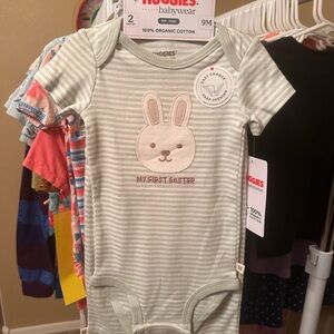 Huggies Babywear Mint Striped Bunny Bodysuit and Pants